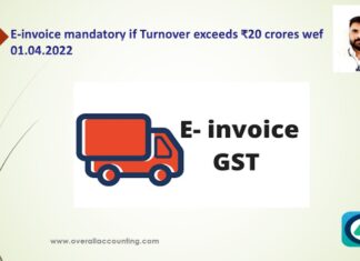 E-invoice mandatory if Turnover exceeds ₹20 crores wef 01.04.2022