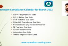 Statutory and Tax Compliance Calendar for March 2022