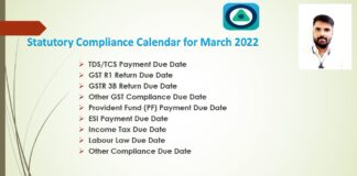 Statutory and Tax Compliance Calendar for March 2022