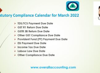 Statutory and Tax Compliance Calendar for March 2022