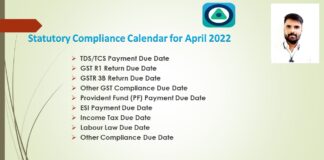 Statutory and Tax Compliance Calendar for April 2022