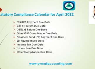 Statutory and Tax Compliance Calendar for April 2022